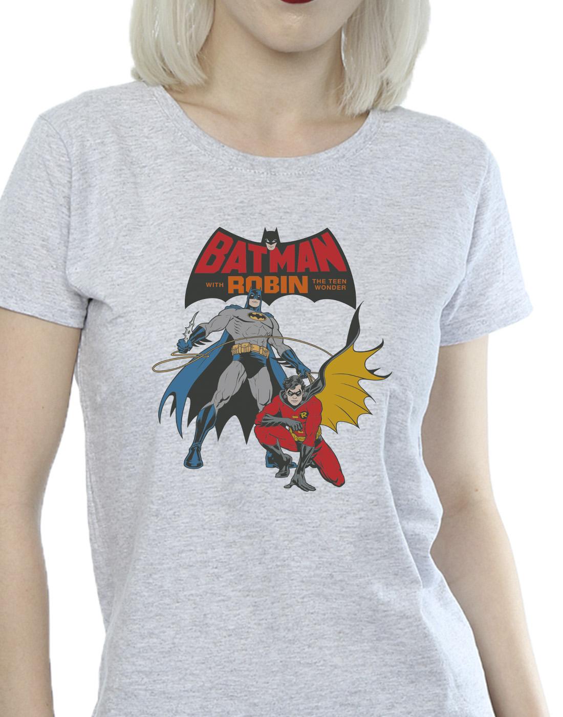 Sports Grey - Side - DC Comics Womens-Ladies Batman And Robin Cotton T-Shirt