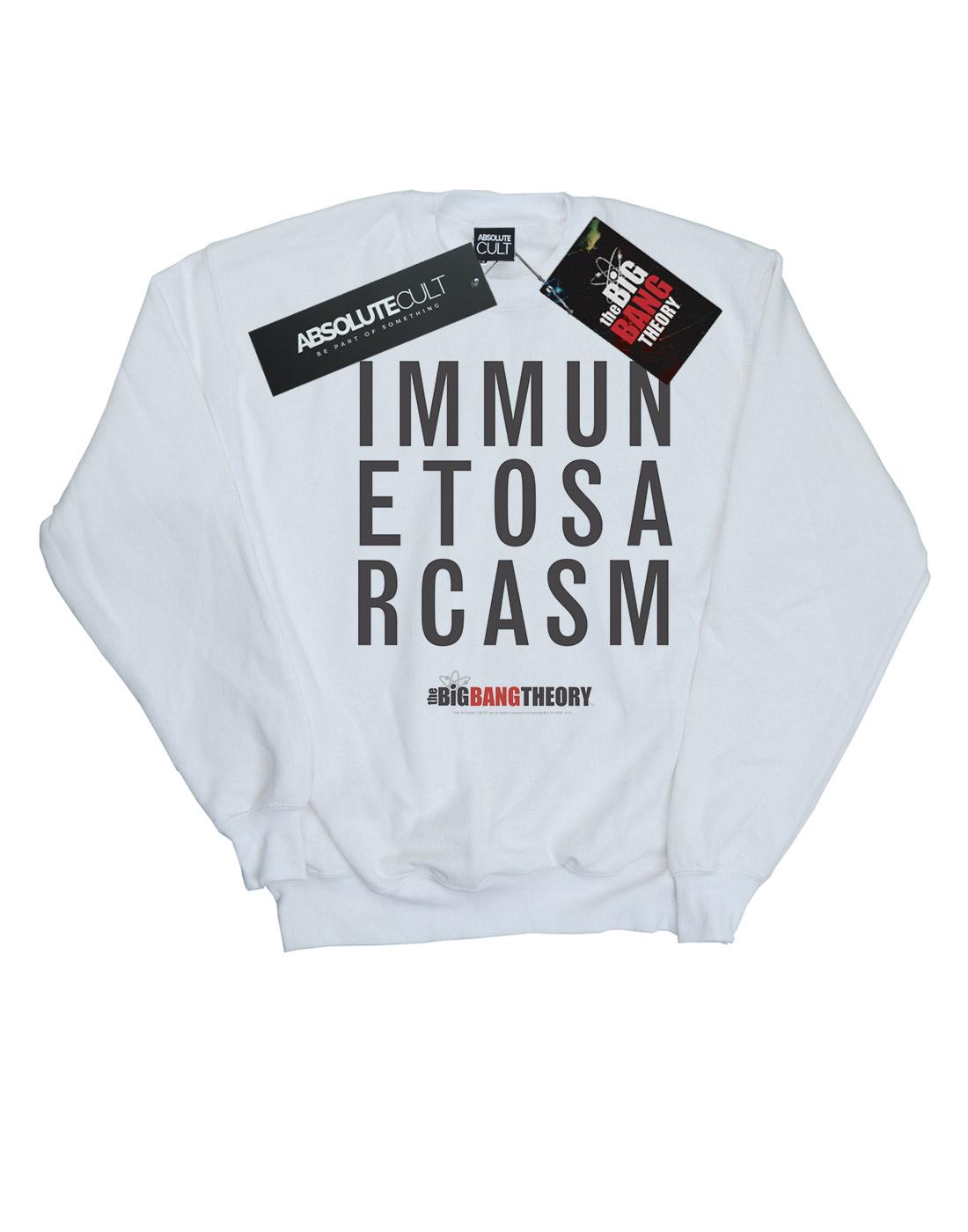 White - Front - The Big Bang Theory Mens Immune To Sarcasm Cotton Sweatshirt