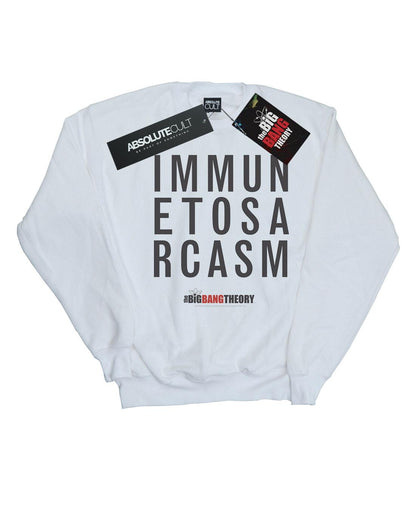 White - Front - The Big Bang Theory Mens Immune To Sarcasm Cotton Sweatshirt