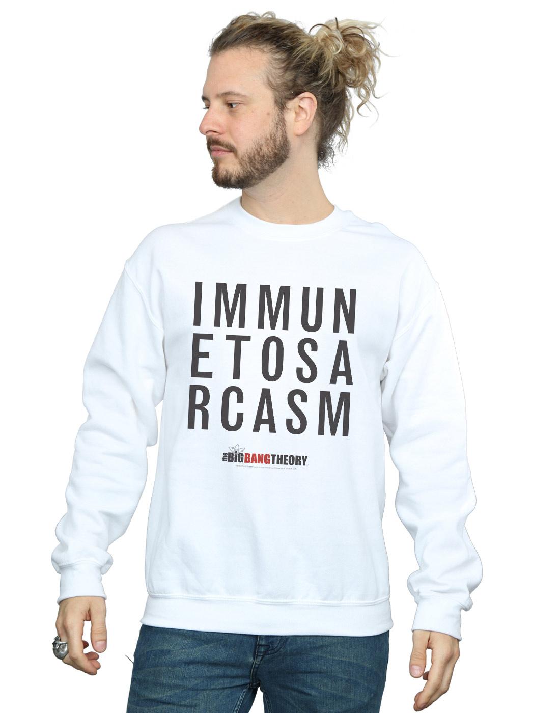 White - Back - The Big Bang Theory Mens Immune To Sarcasm Cotton Sweatshirt