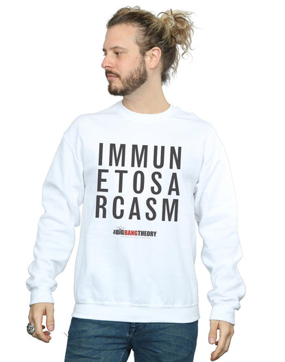 White - Back - The Big Bang Theory Mens Immune To Sarcasm Cotton Sweatshirt