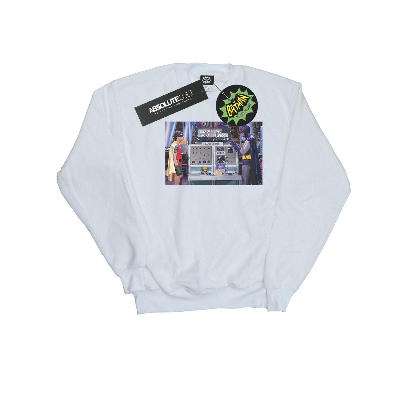 White - Front - DC Comics Womens-Ladies Batman TV Series Batcomputer Sweatshirt