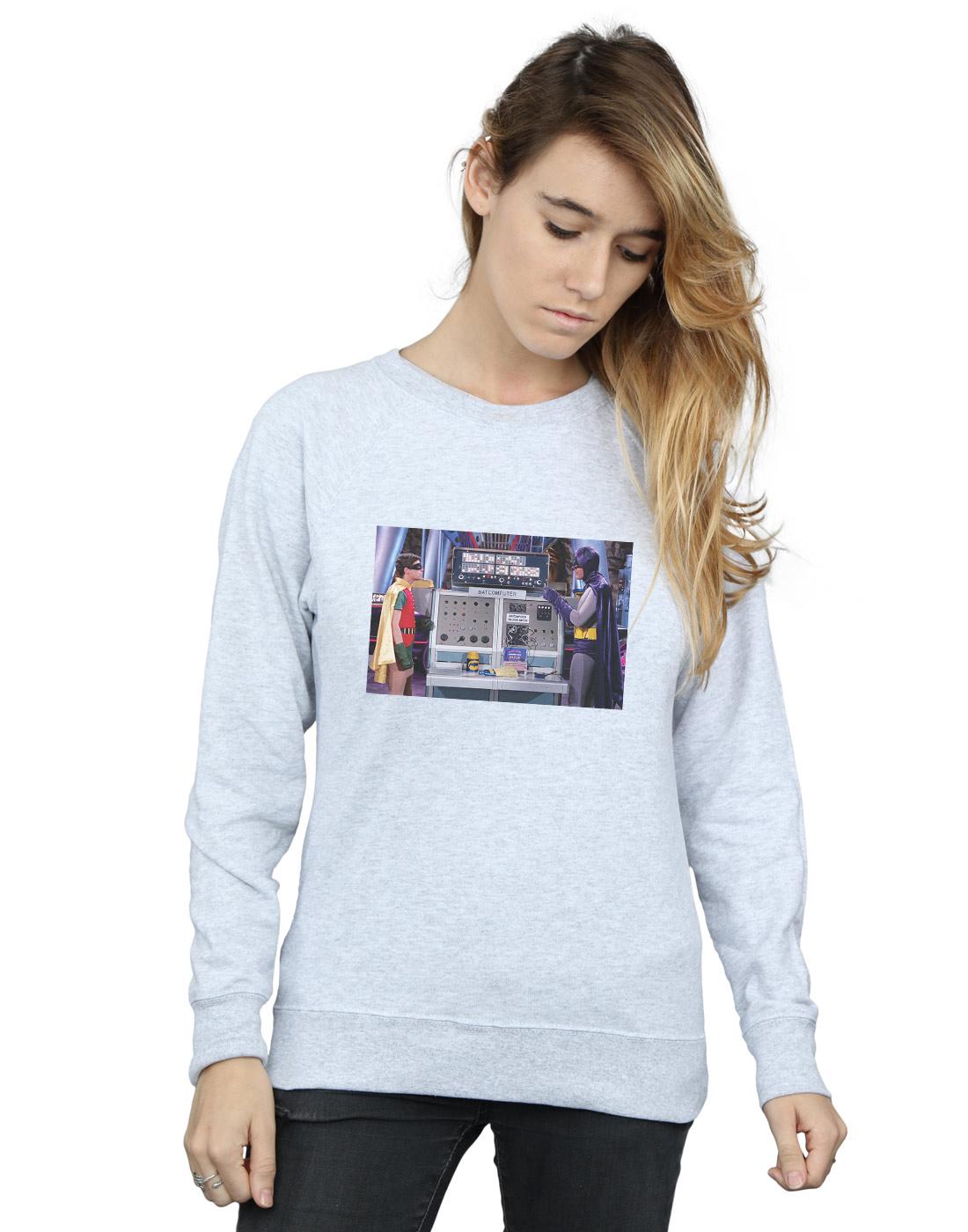 Sports Grey - Back - DC Comics Womens-Ladies Batman TV Series Batcomputer Sweatshirt