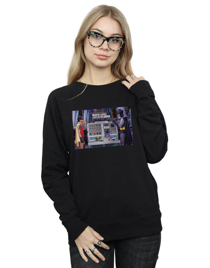 Black - Back - DC Comics Womens-Ladies Batman TV Series Batcomputer Sweatshirt