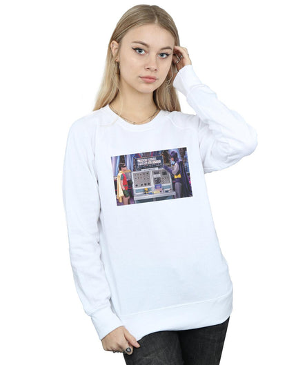 White - Back - DC Comics Womens-Ladies Batman TV Series Batcomputer Sweatshirt