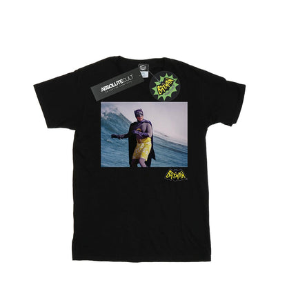 Black - Front - DC Comics Boys Batman TV Series Surfing Logo T-Shirt