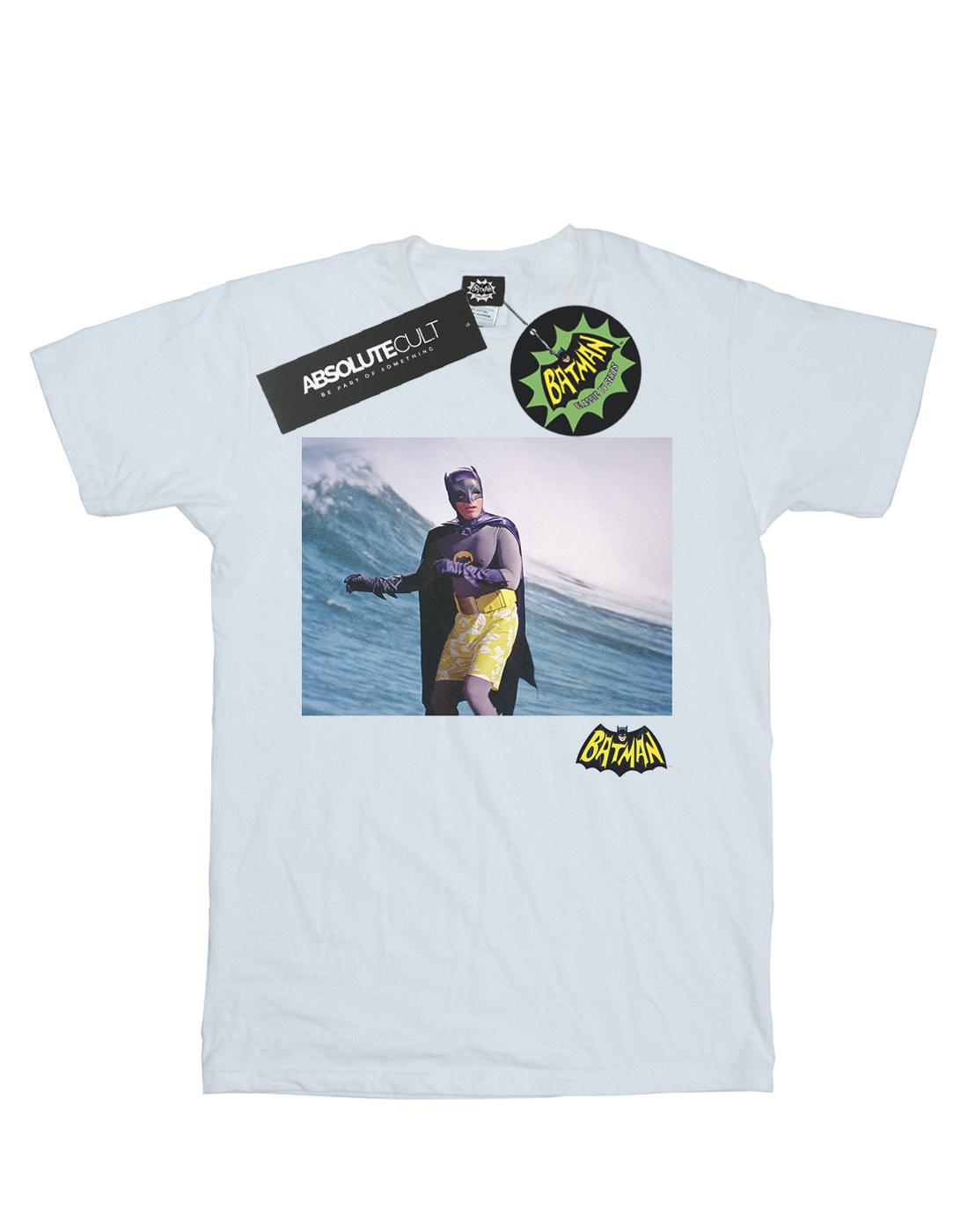 White - Front - DC Comics Boys Batman TV Series Surfing Logo T-Shirt