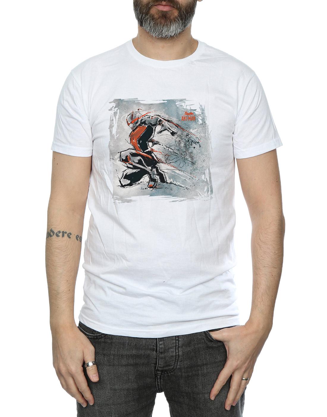 White - Side - Marvel Mens Ant-Man Art Sketch T-Shirt