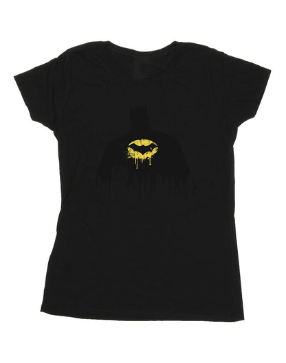 Black - Front - DC Comics Womens-Ladies Batman Shadow Paint Cotton T-Shirt