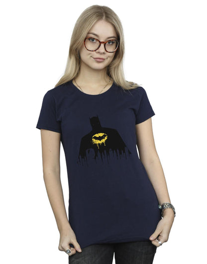 Navy Blue - Back - DC Comics Womens-Ladies Batman Shadow Paint Cotton T-Shirt