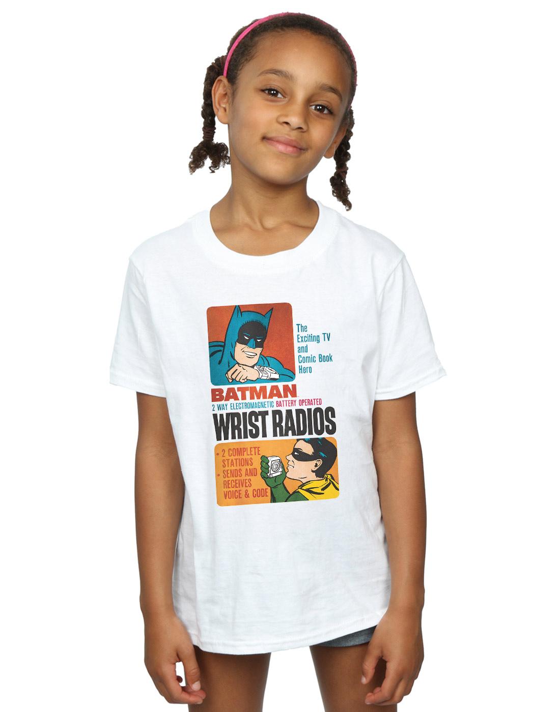 White - Back - DC Comics Girls Batman TV Series Wrist Radios Cotton T-Shirt