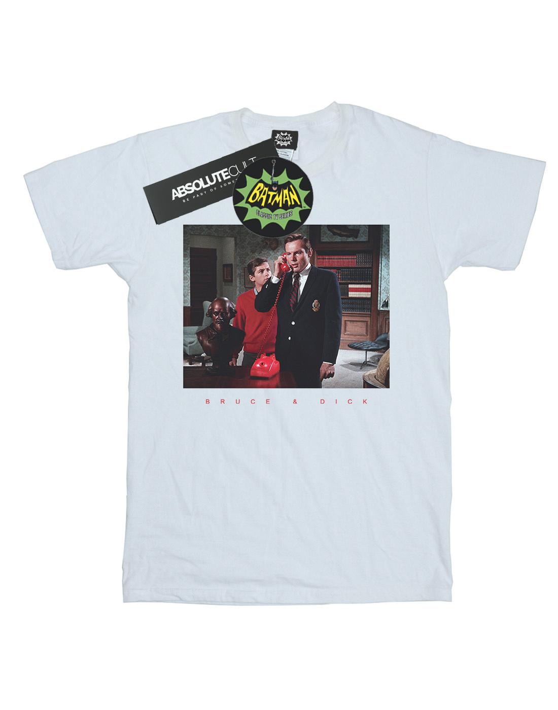 White - Front - DC Comics Girls Batman TV Series Bruce & Dick Photo Cotton T-Shirt