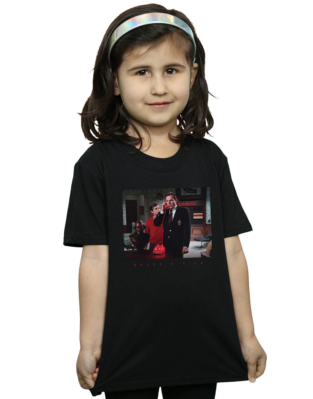 Black - Back - DC Comics Girls Batman TV Series Bruce & Dick Photo Cotton T-Shirt