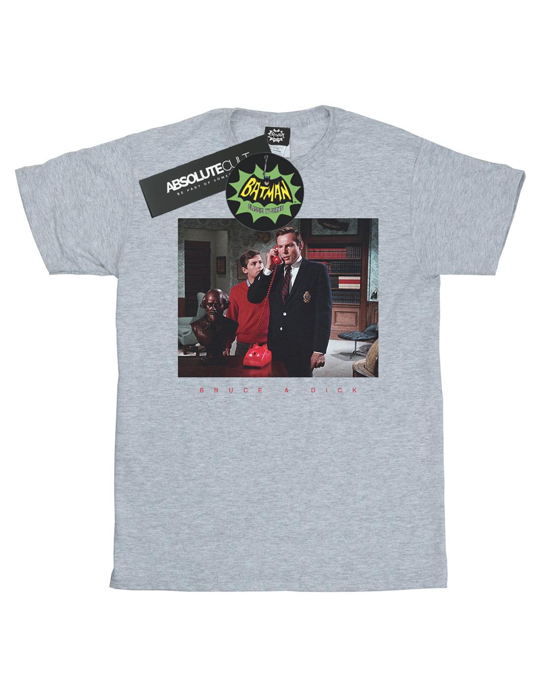Sports Grey - Front - DC Comics Girls Batman TV Series Bruce & Dick Photo Cotton T-Shirt