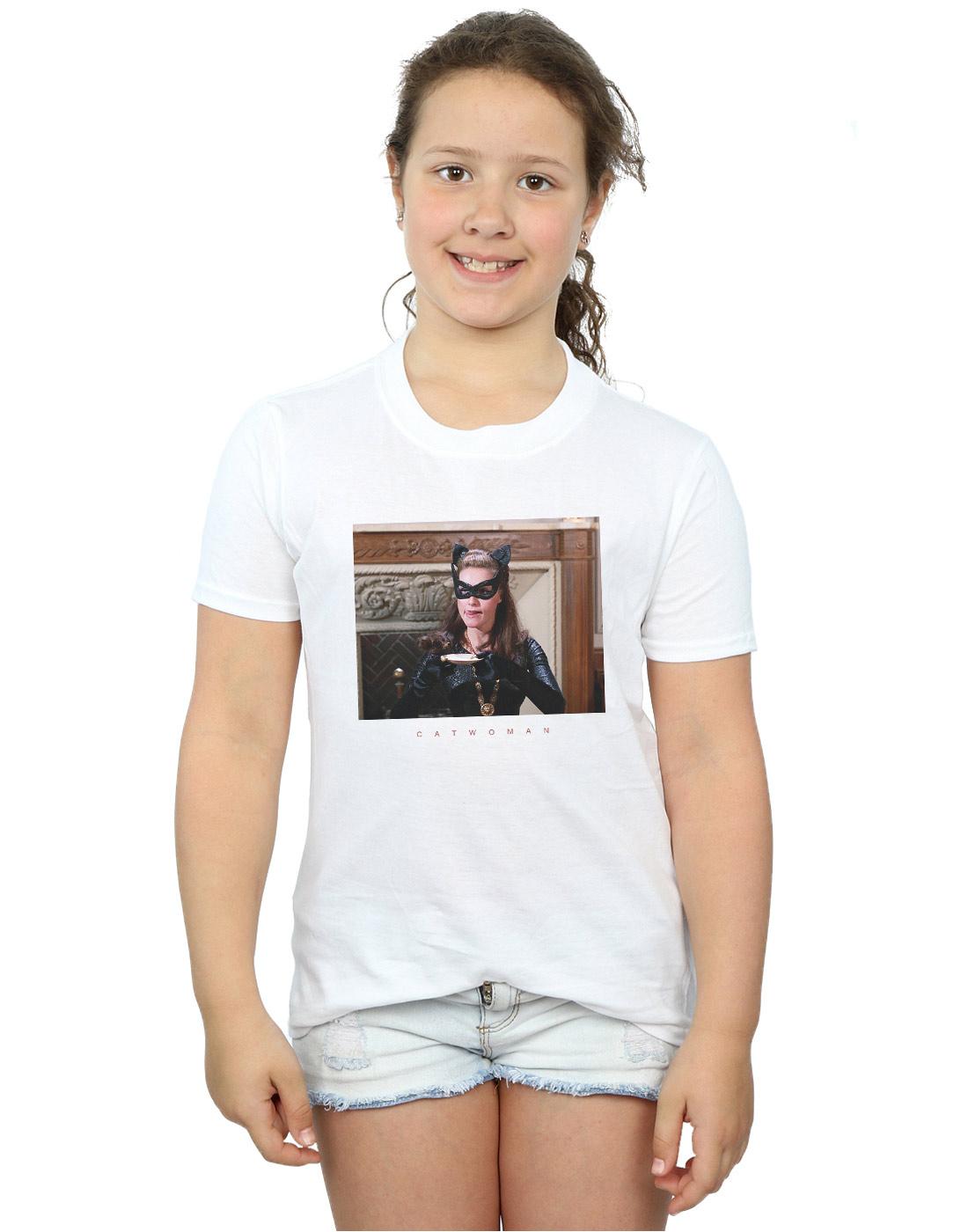White - Back - DC Comics Girls Batman TV Series Catwoman Photo Cotton T-Shirt