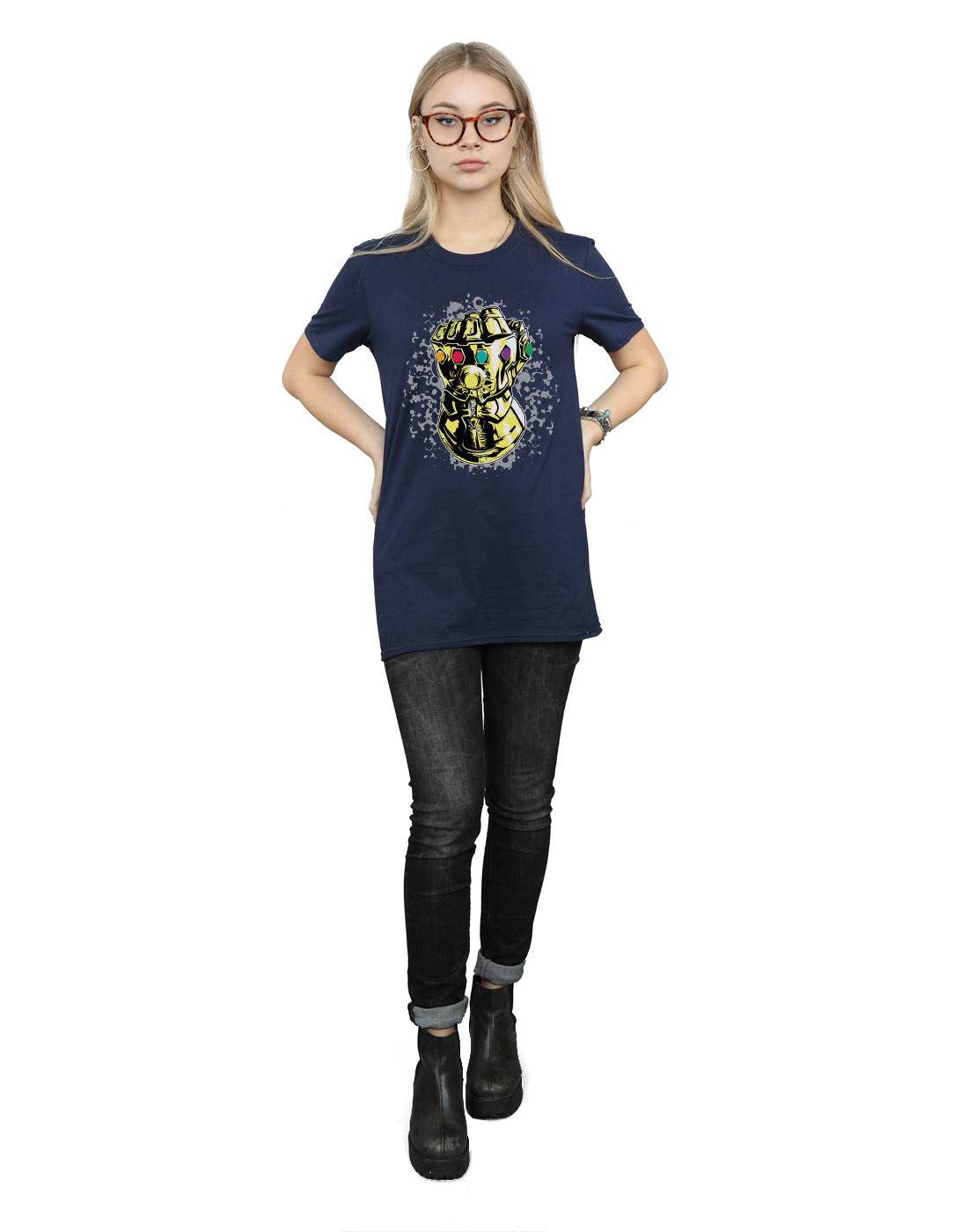 Navy Blue - Lifestyle - Marvel Womens-Ladies Avengers Infinity War Thanos Fist Cotton Boyfriend T-Shirt