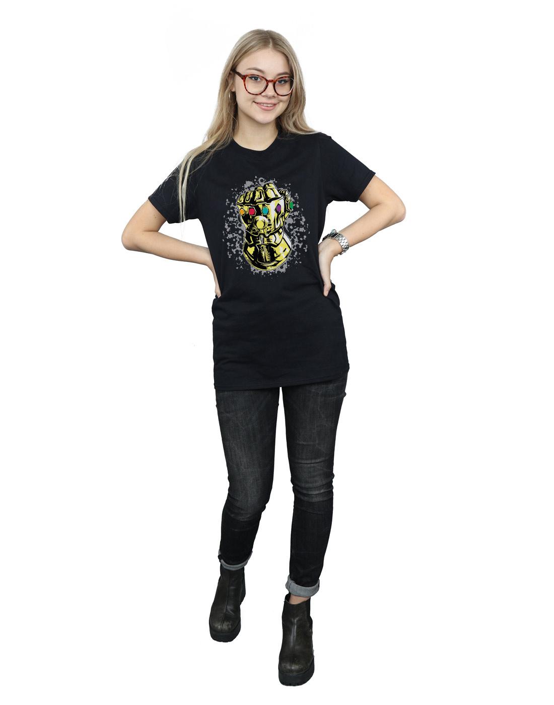 Black - Lifestyle - Marvel Womens-Ladies Avengers Infinity War Thanos Fist Cotton Boyfriend T-Shirt