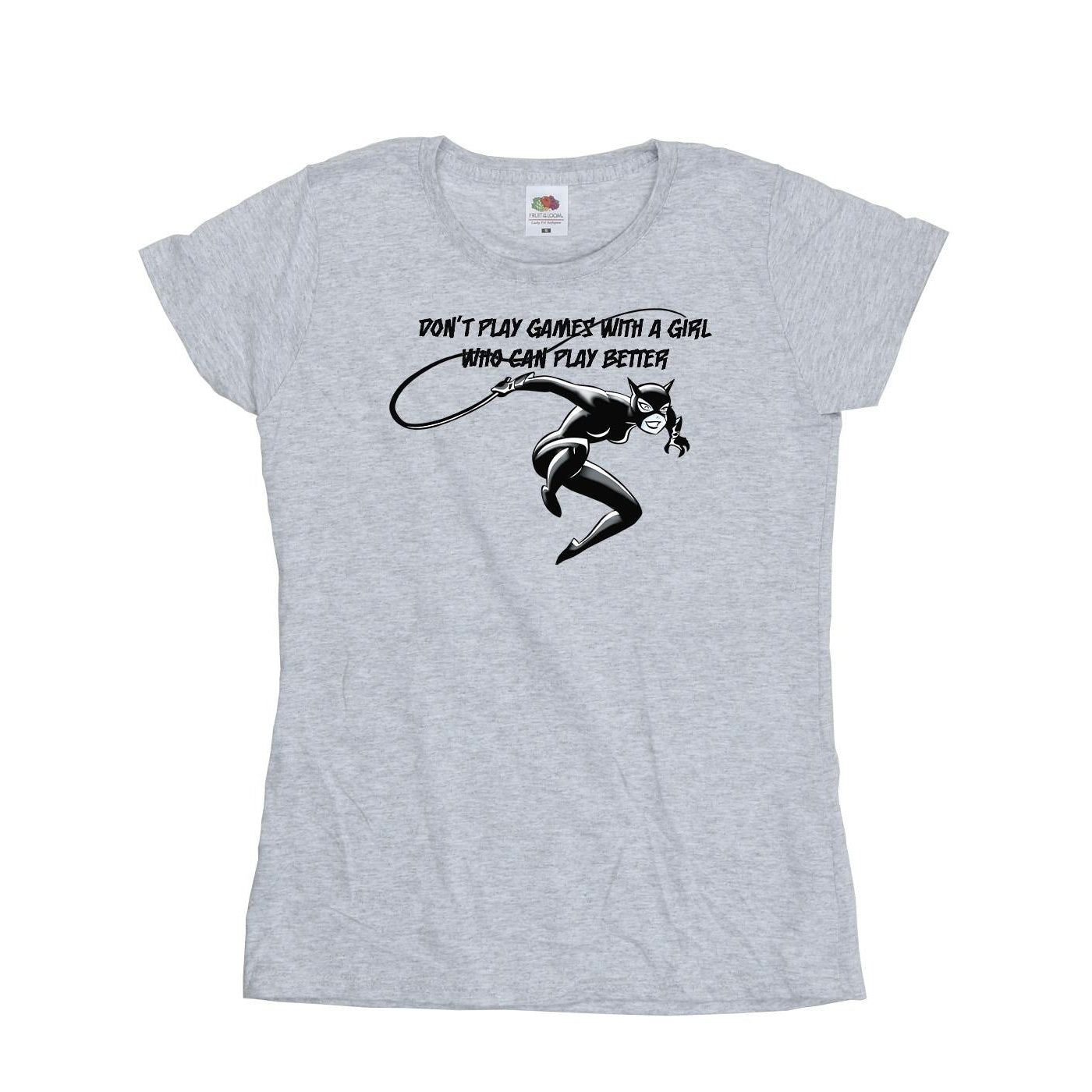 Sports Grey - Front - DC Comics Womens-Ladies Catwoman Don´t Play Games Cotton T-Shirt