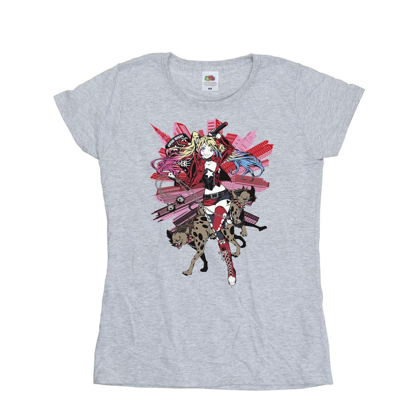 Sports Grey - Front - DC Comics Womens-Ladies Harley Quinn Hyenas Cotton T-Shirt