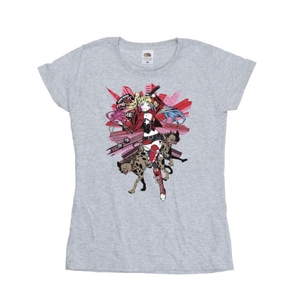Sports Grey - Front - DC Comics Womens-Ladies Harley Quinn Hyenas Cotton T-Shirt