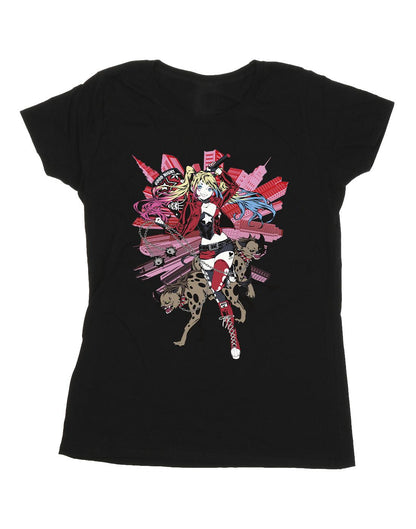 Black - Front - DC Comics Womens-Ladies Harley Quinn Hyenas Cotton T-Shirt