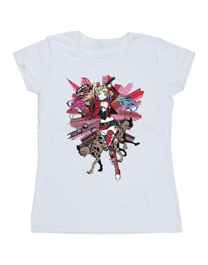 White - Front - DC Comics Womens-Ladies Harley Quinn Hyenas Cotton T-Shirt