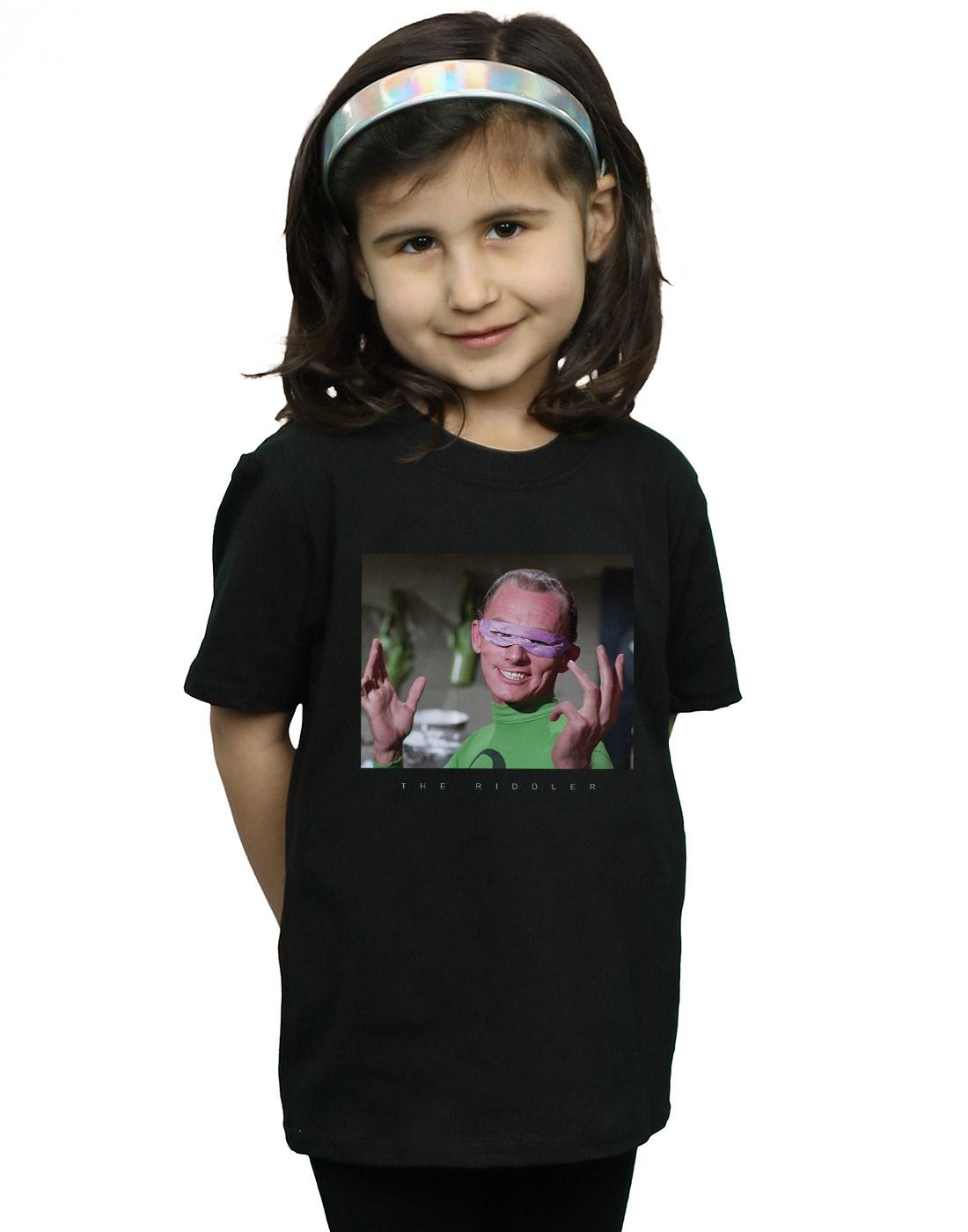 Black - Back - DC Comics Girls Batman TV Series The Riddler Photgraph Cotton T-Shirt