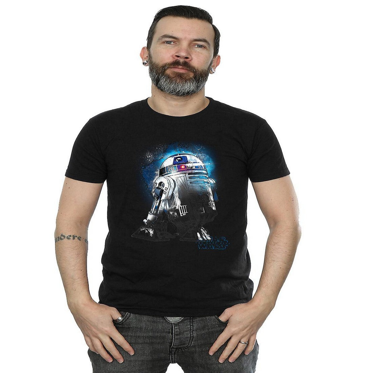 Black - Back - Star Wars: The Last Jedi Mens R2-D2 Brushed Cotton T-Shirt