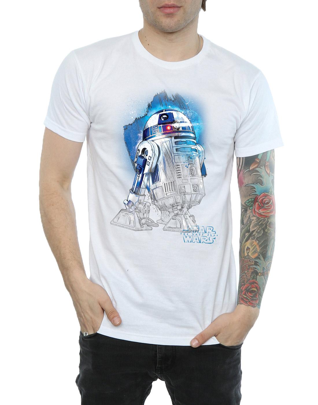 White - Side - Star Wars: The Last Jedi Mens R2-D2 Brushed Cotton T-Shirt