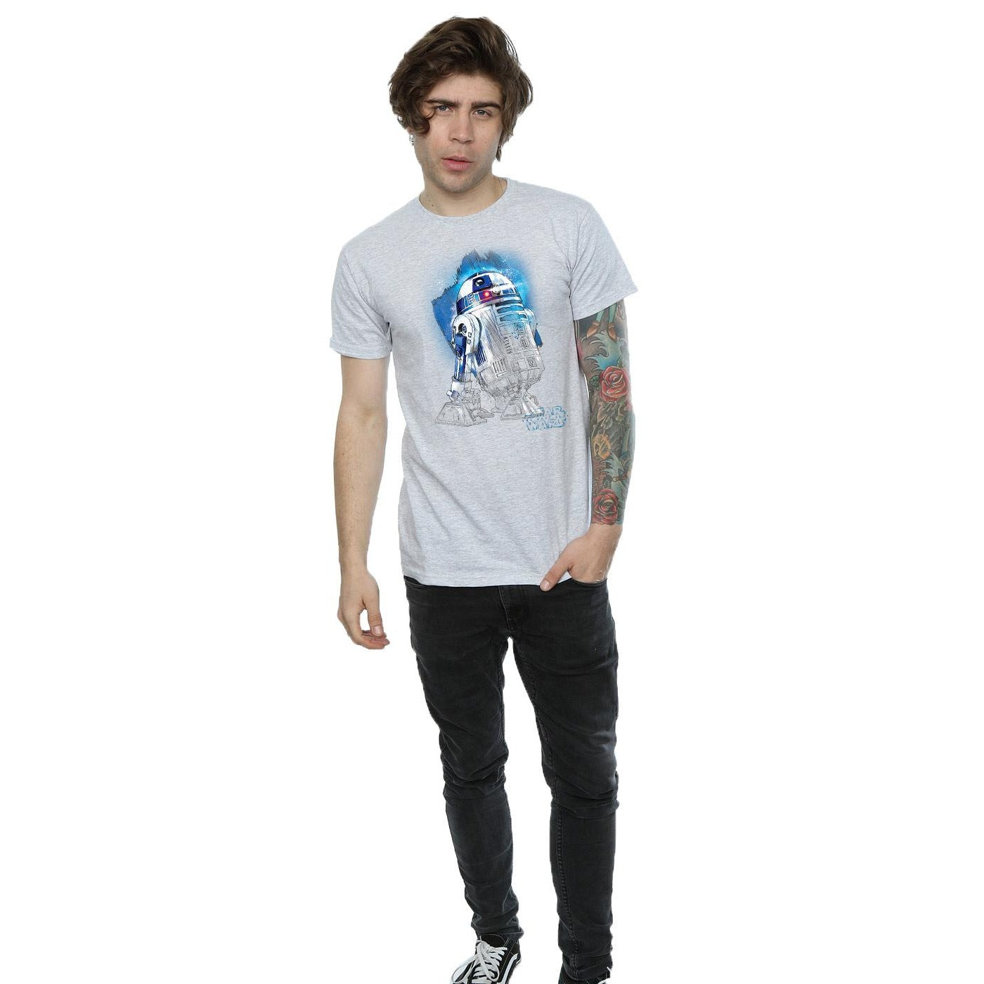 Sports Grey - Lifestyle - Star Wars: The Last Jedi Mens R2-D2 Brushed Cotton T-Shirt