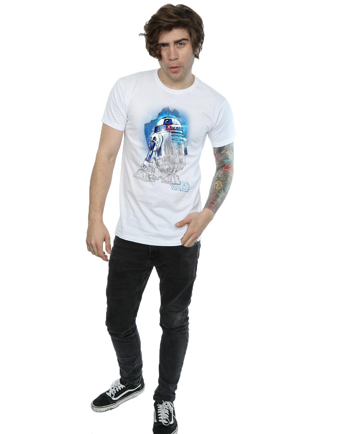 White - Lifestyle - Star Wars: The Last Jedi Mens R2-D2 Brushed Cotton T-Shirt