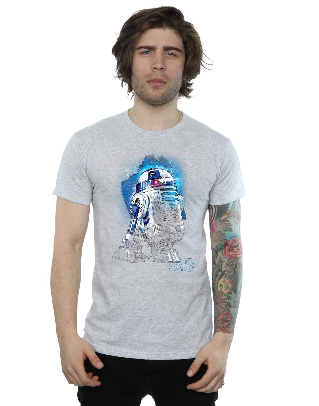 Sports Grey - Back - Star Wars: The Last Jedi Mens R2-D2 Brushed Cotton T-Shirt