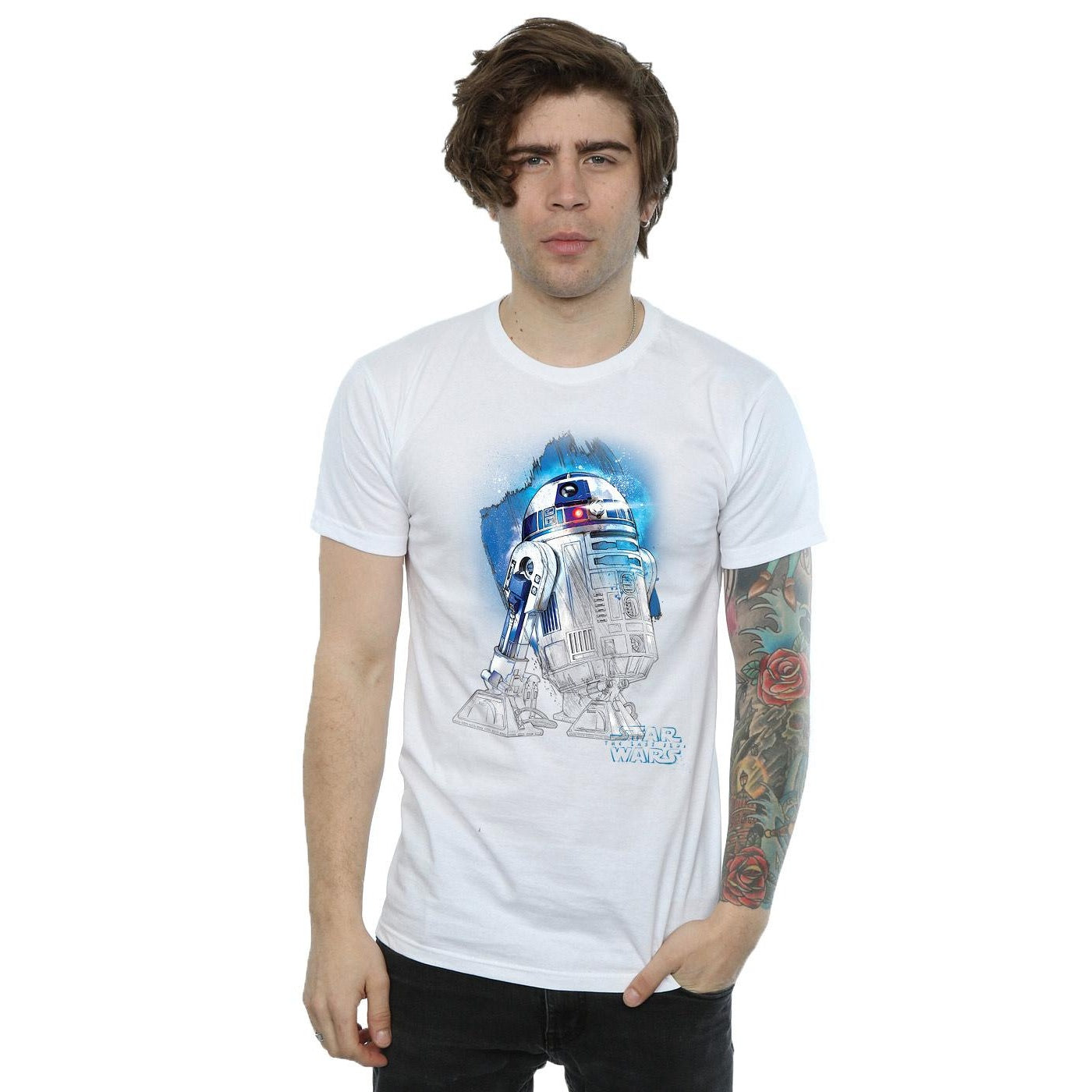 White - Back - Star Wars: The Last Jedi Mens R2-D2 Brushed Cotton T-Shirt