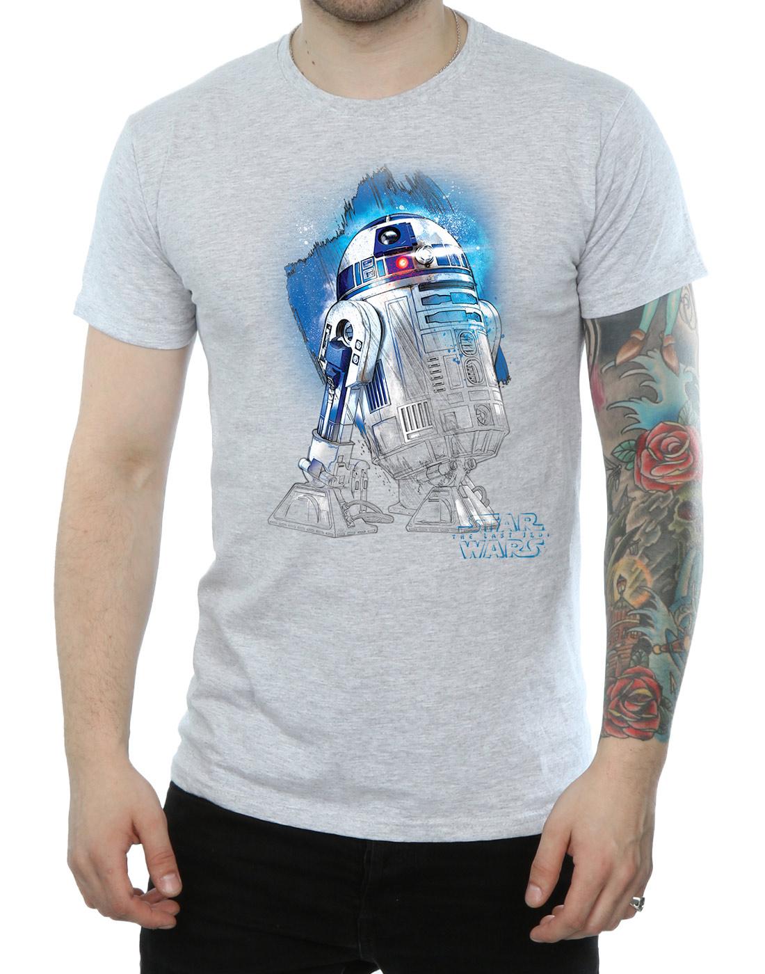 Sports Grey - Side - Star Wars: The Last Jedi Mens R2-D2 Brushed Cotton T-Shirt