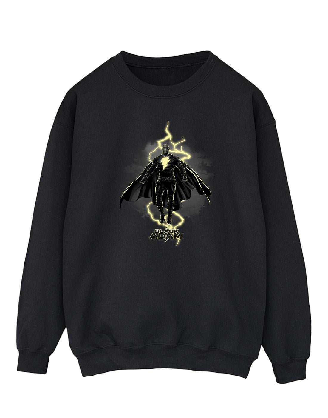 Black - Front - DC Comics Mens Black Adam Hovering Bolt Cotton Sweatshirt