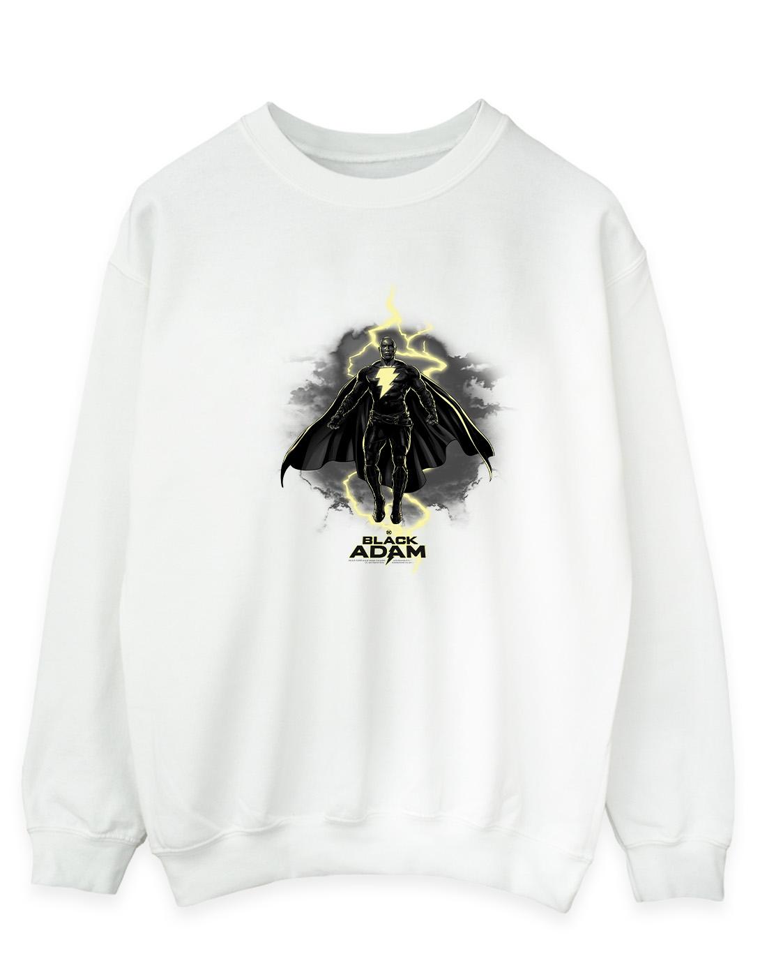 White - Front - DC Comics Mens Black Adam Hovering Bolt Cotton Sweatshirt
