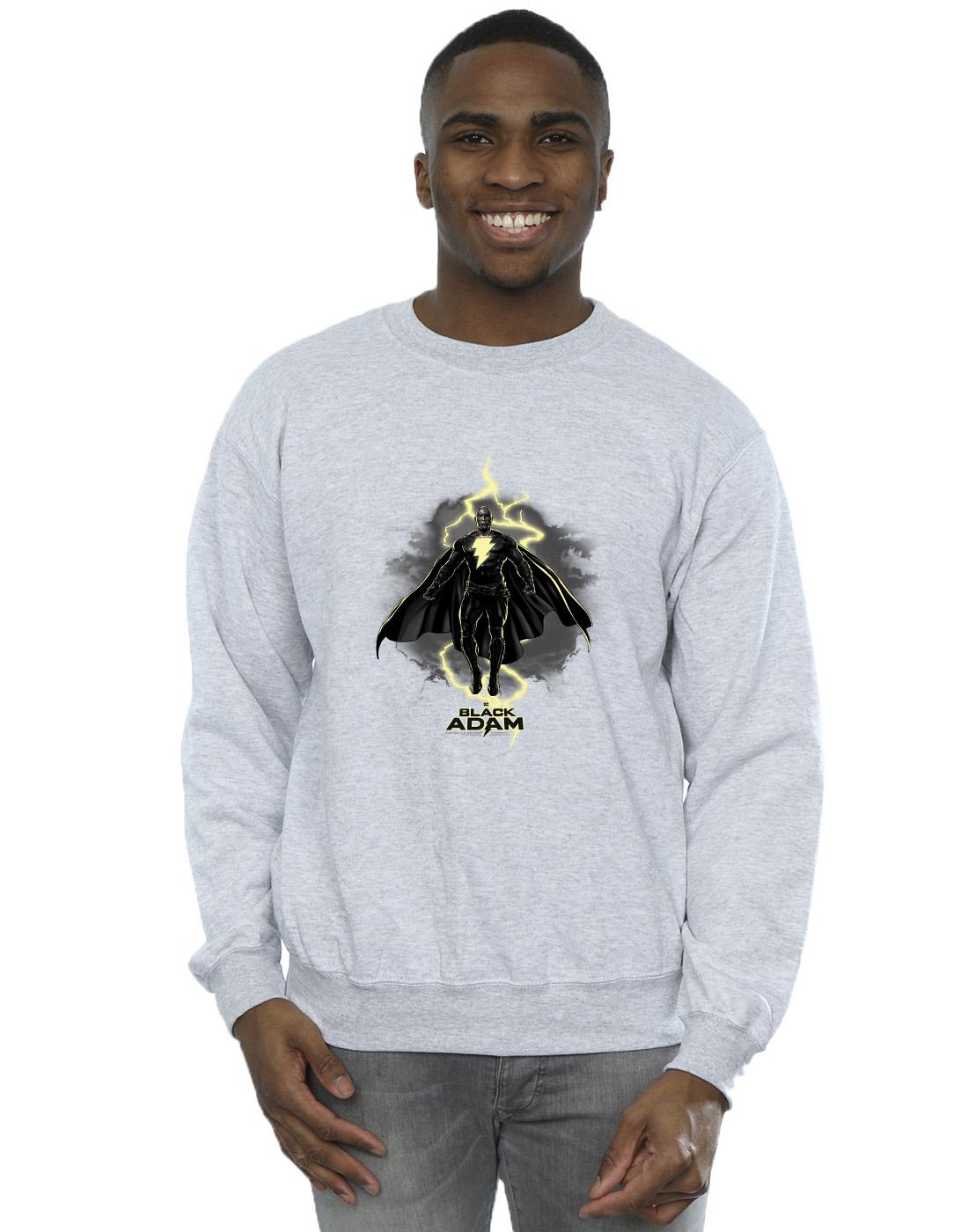 Sports Grey - Back - DC Comics Mens Black Adam Hovering Bolt Cotton Sweatshirt