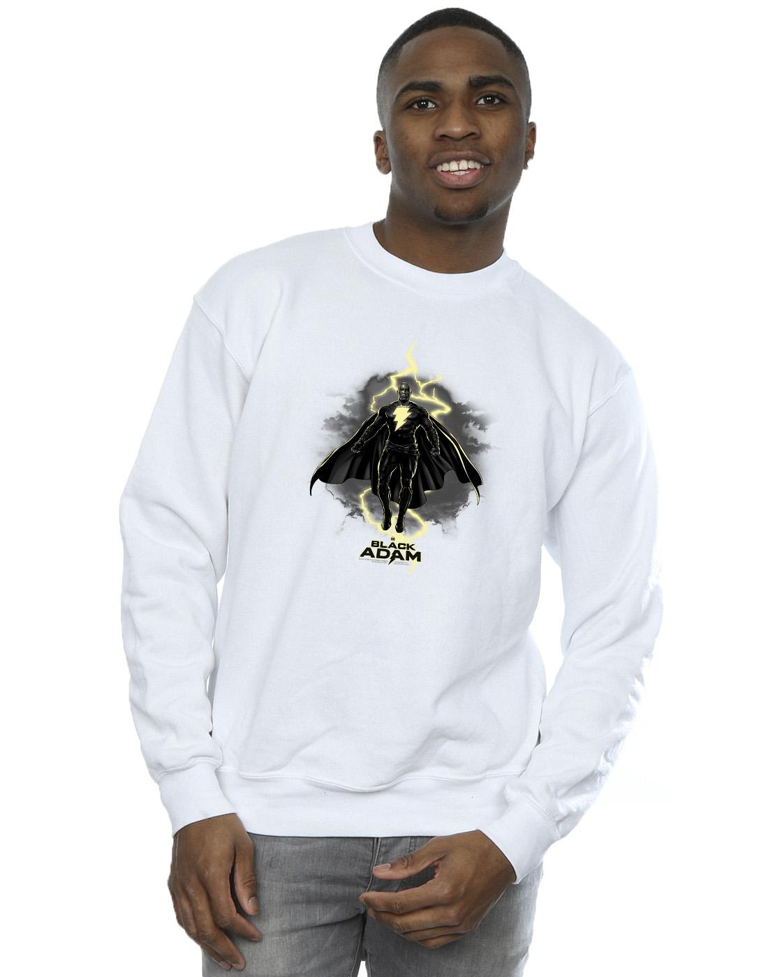 White - Back - DC Comics Mens Black Adam Hovering Bolt Cotton Sweatshirt