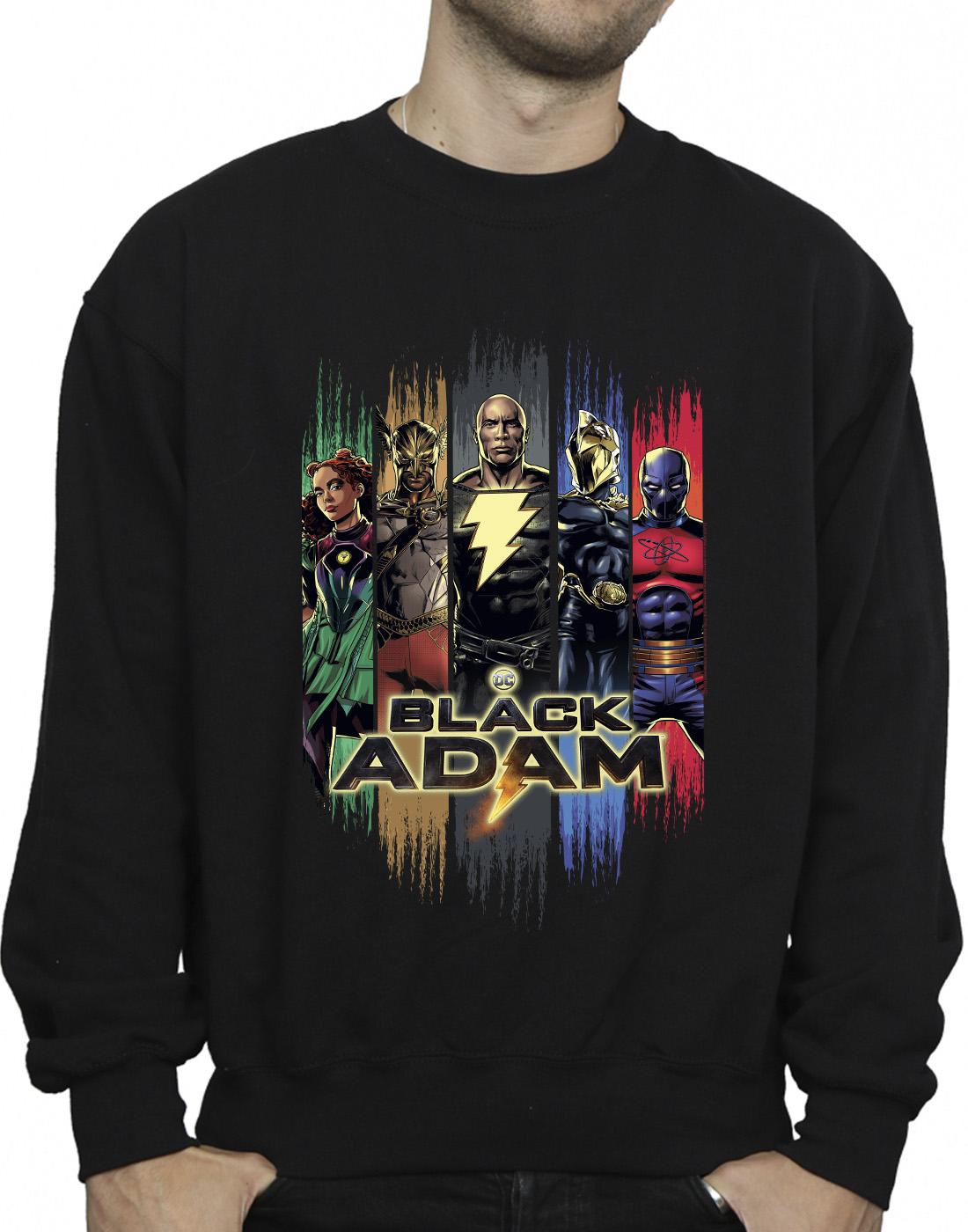 Black - Side - DC Comics Mens Black Adam JSA Complete Group Cotton Sweatshirt