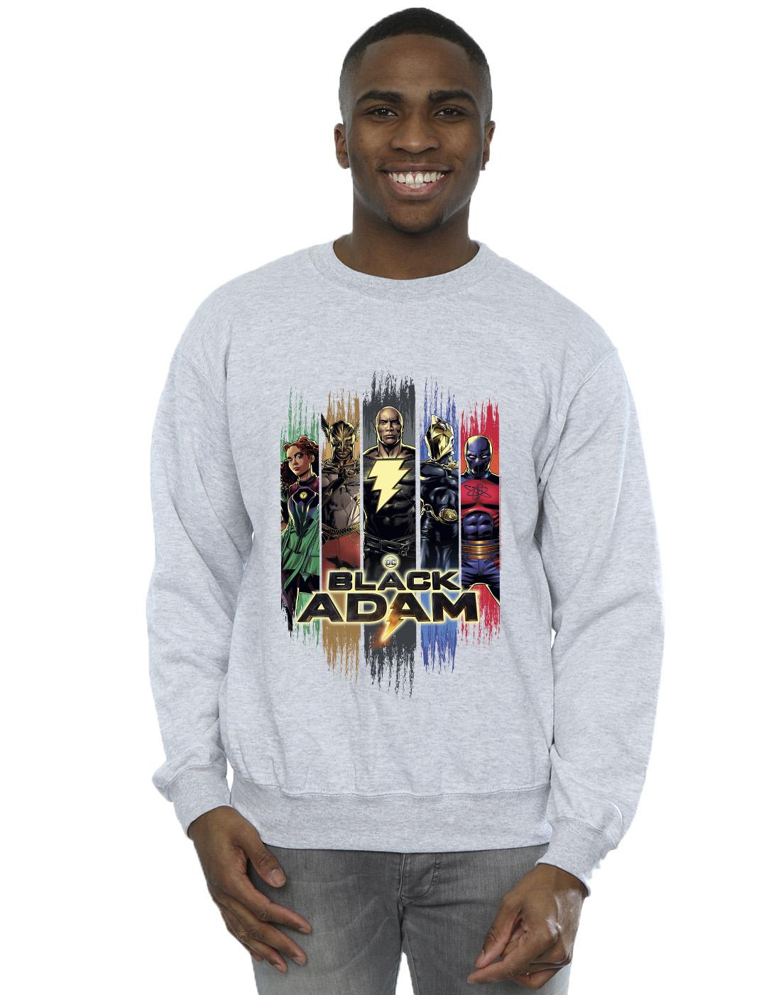 Sports Grey - Back - DC Comics Mens Black Adam JSA Complete Group Cotton Sweatshirt