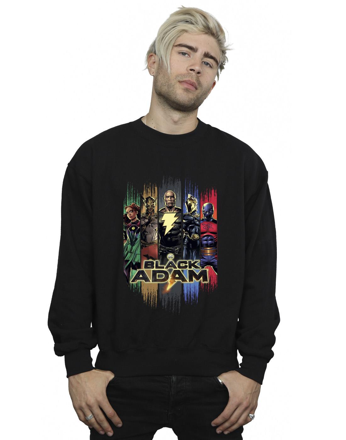 Black - Back - DC Comics Mens Black Adam JSA Complete Group Cotton Sweatshirt