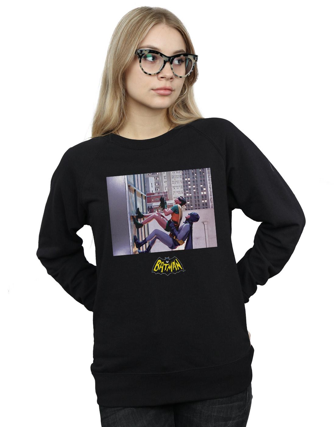 Black - Back - DC Comics Womens-Ladies Batman TV Series Skyscraper Climb Sweatshirt