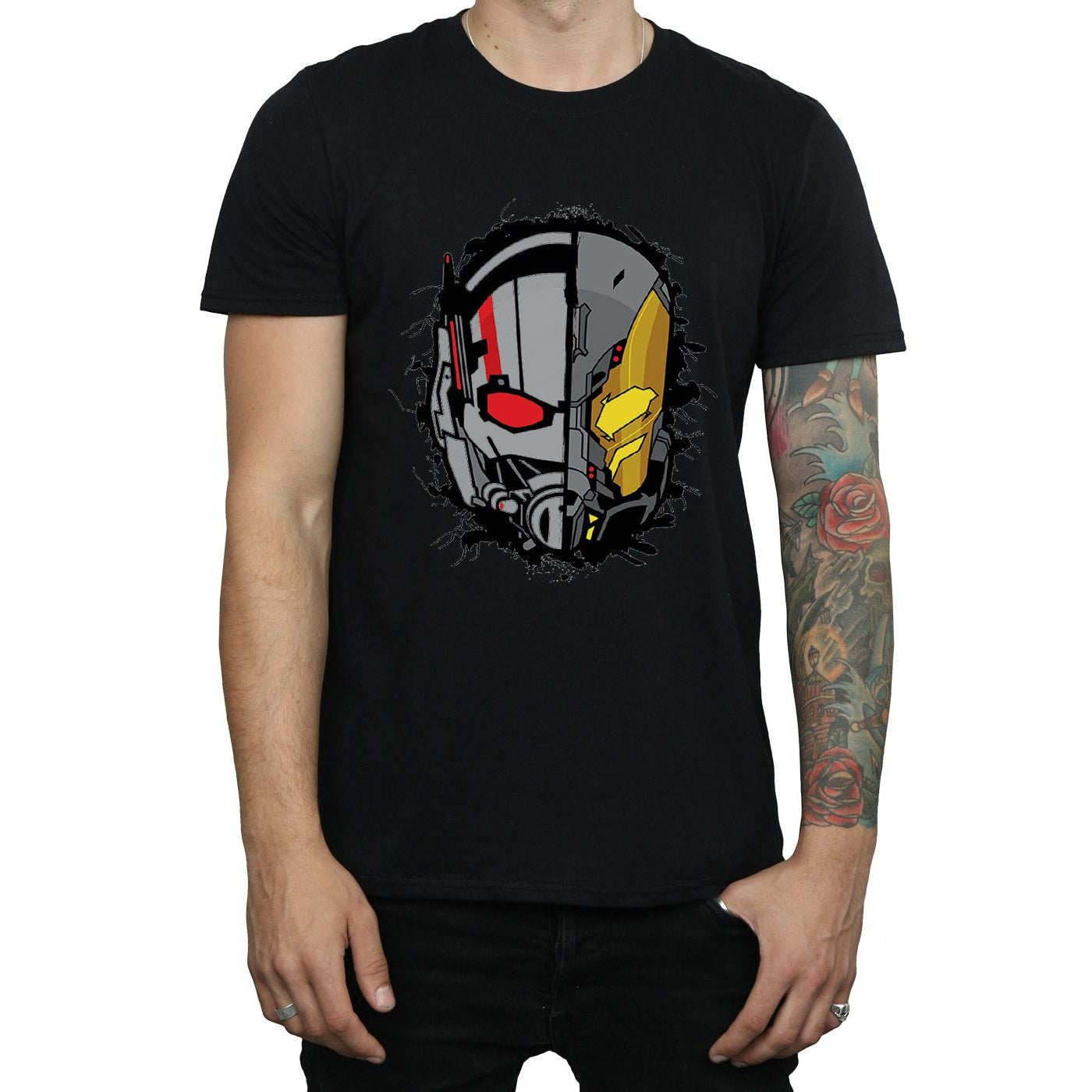 Black - Side - Marvel Mens Ant-Man Split Helmet T-Shirt