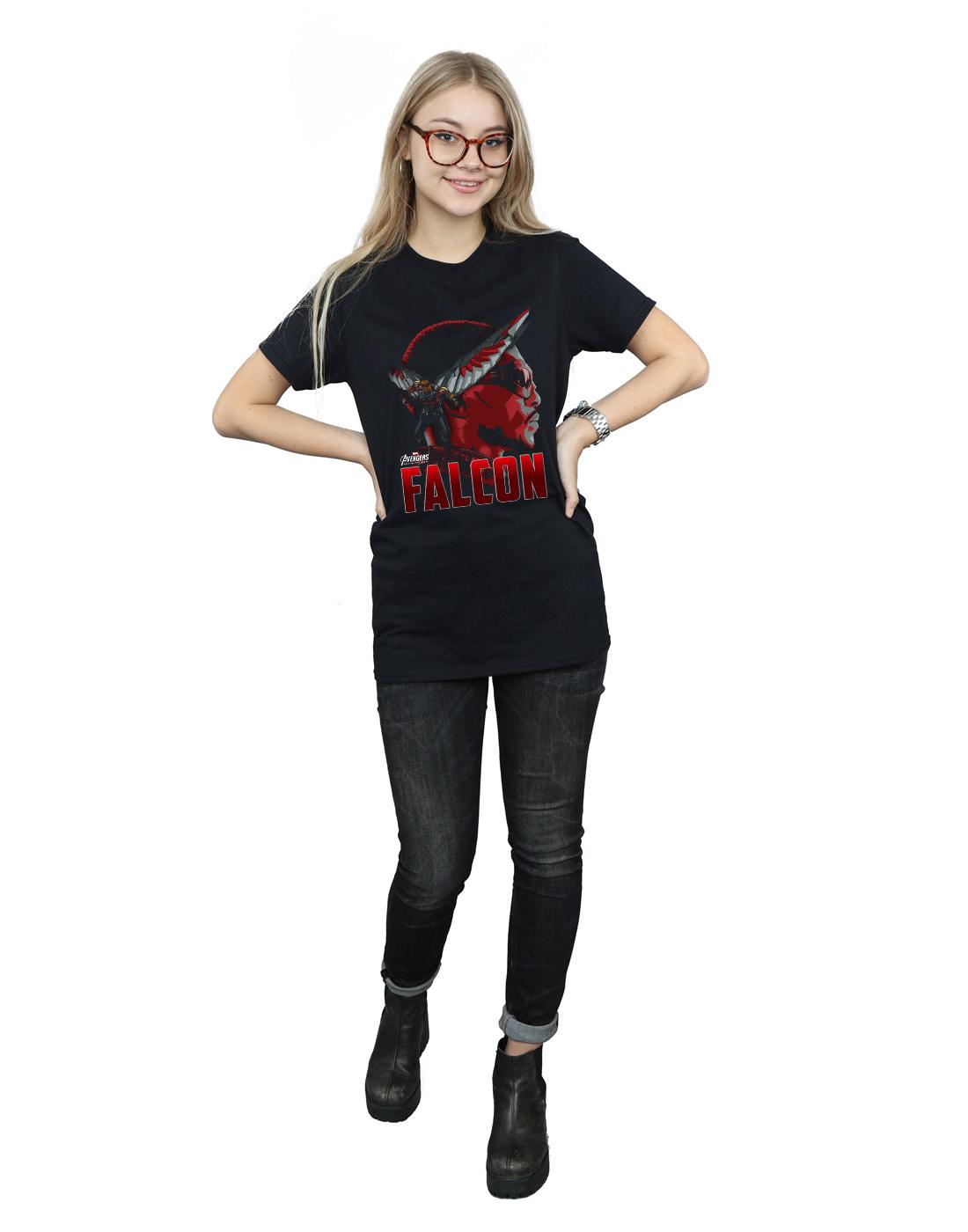 Black - Lifestyle - Marvel Womens-Ladies Avengers Infinity War Falcon Character Cotton Boyfriend T-Shirt