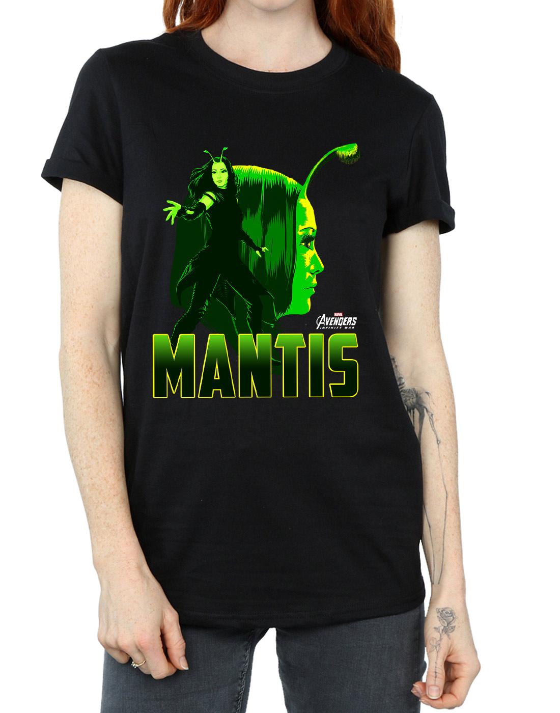 Black - Side - Marvel Womens-Ladies Avengers Infinity War Mantis Character Cotton Boyfriend T-Shirt