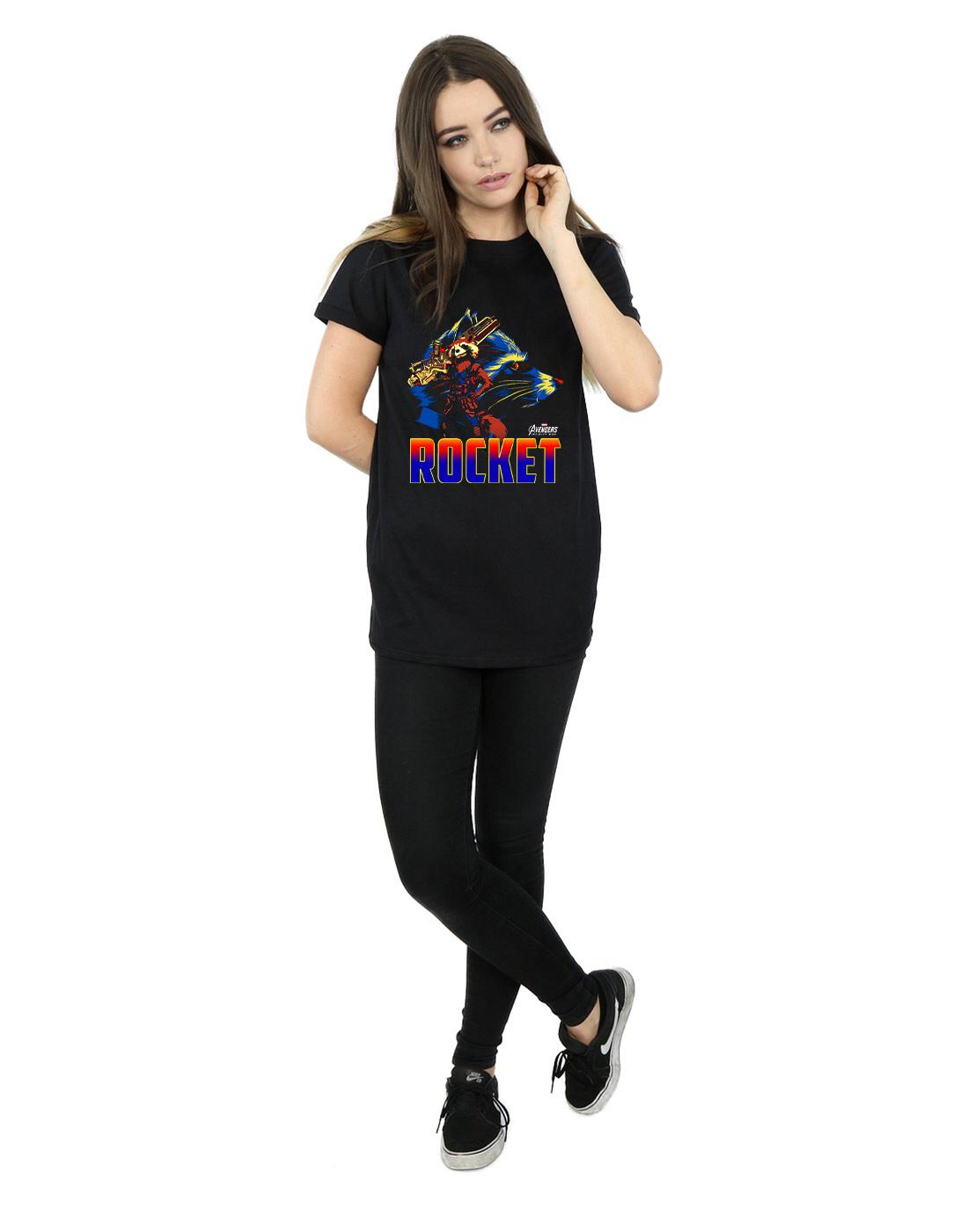 Black - Lifestyle - Marvel Womens-Ladies Avengers Infinity War Rocket Character Cotton Boyfriend T-Shirt