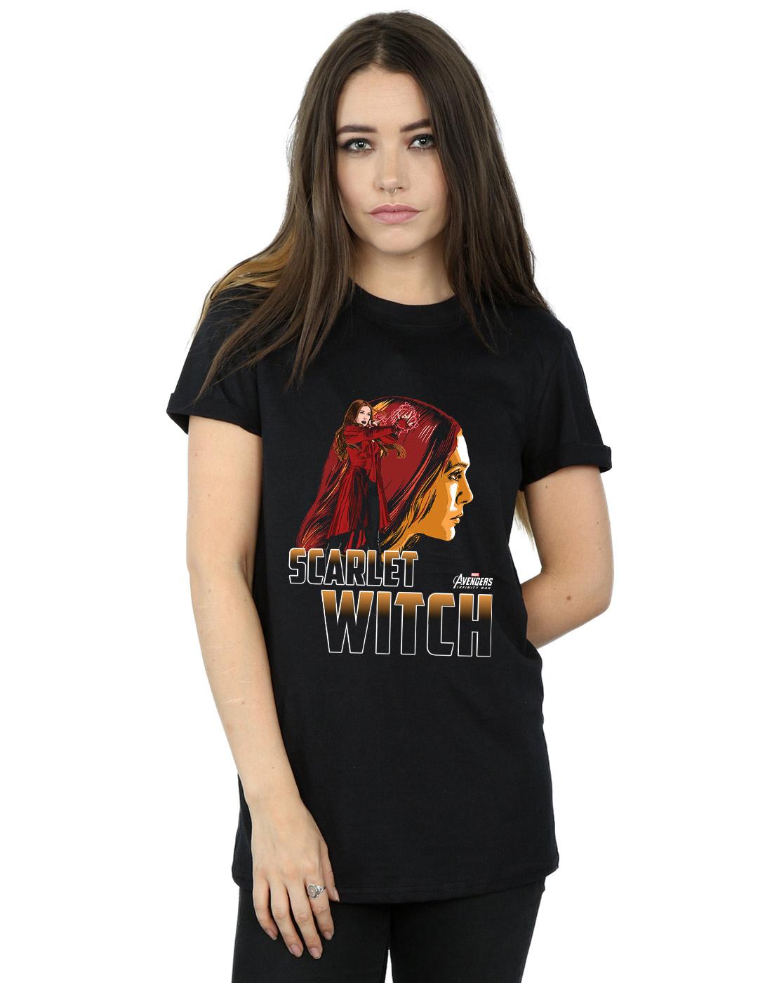 Black - Back - Marvel Womens-Ladies Avengers Infinity War Scarlet Witch Character Cotton Boyfriend T-Shirt