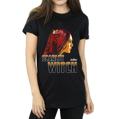 Black - Side - Marvel Womens-Ladies Avengers Infinity War Scarlet Witch Character Cotton Boyfriend T-Shirt