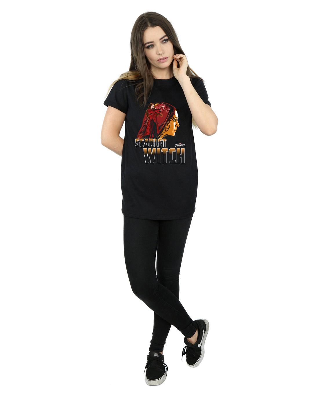 Black - Lifestyle - Marvel Womens-Ladies Avengers Infinity War Scarlet Witch Character Cotton Boyfriend T-Shirt
