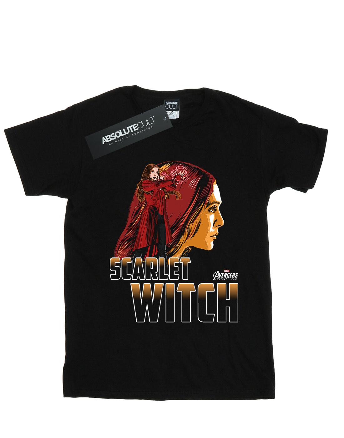 Black - Front - Marvel Womens-Ladies Avengers Infinity War Scarlet Witch Character Cotton Boyfriend T-Shirt